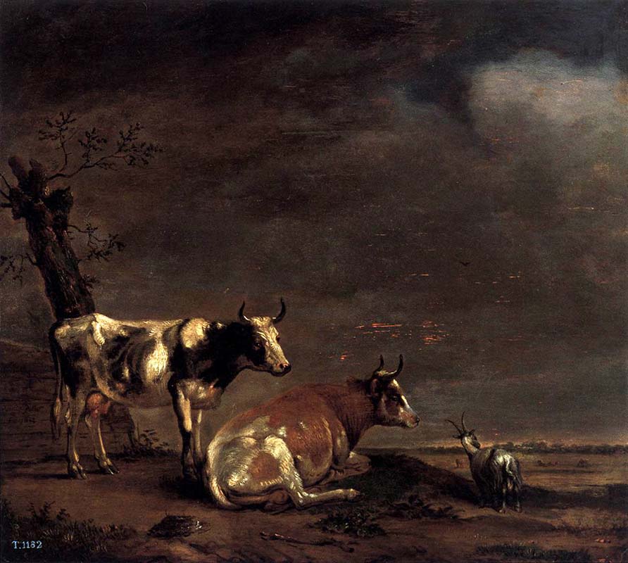 Landscape with Two Cows and a Goat